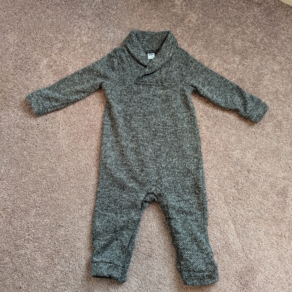 Shawl-Collar Sweater-Knit One Piece 18-24 months Grey